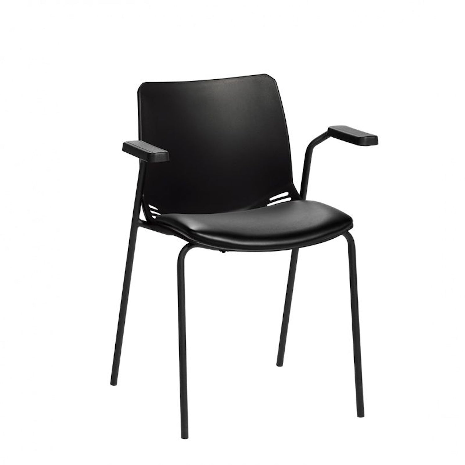 Neptune Visitor Chair (with Arms) | Vinyl Upholstered | Black Seat Pad