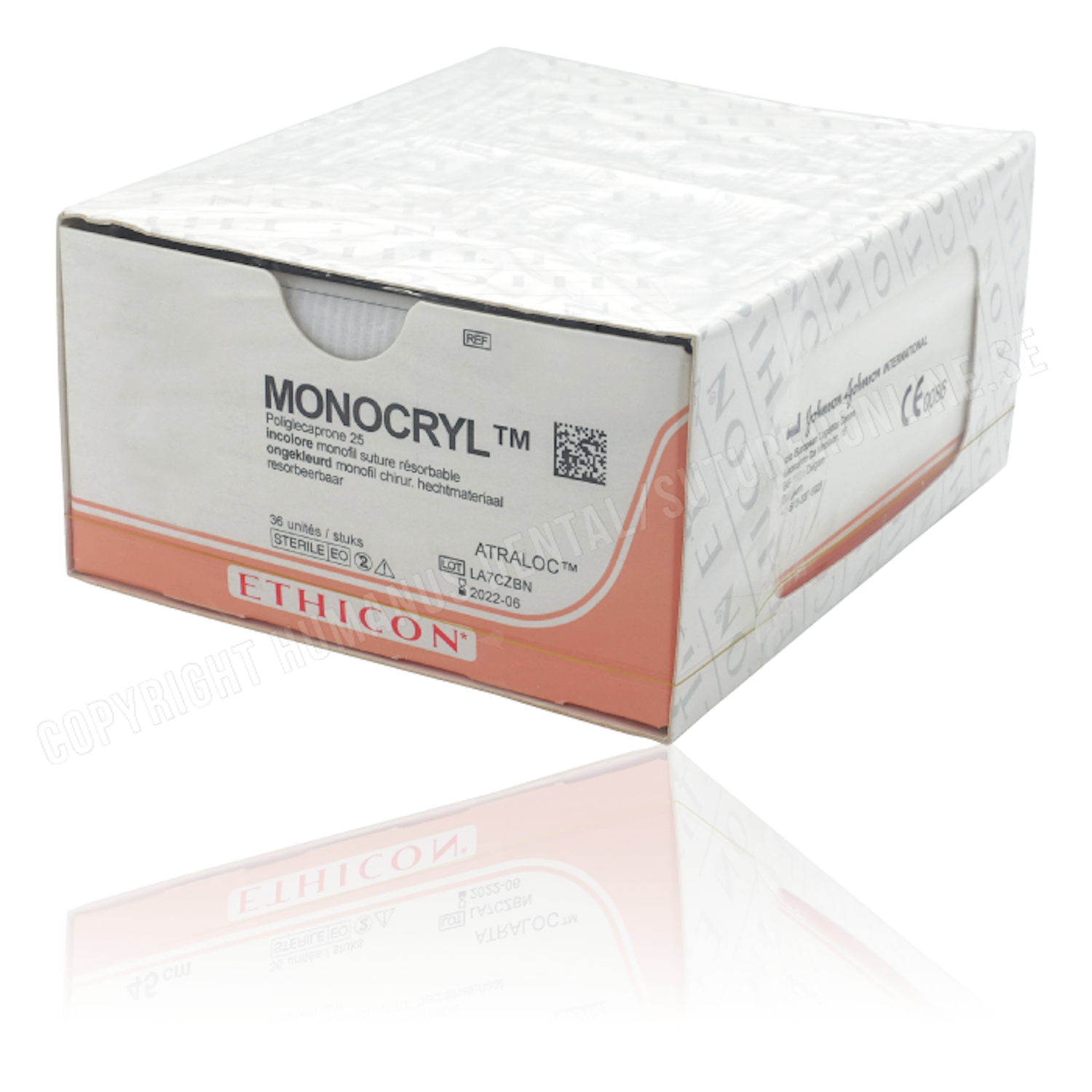 Ethicon Monocryl Suture  | Absorbable | Undyed | Wire D: 4-0 | Length: 70cm | Needle: PS | Pack of 12 (1)