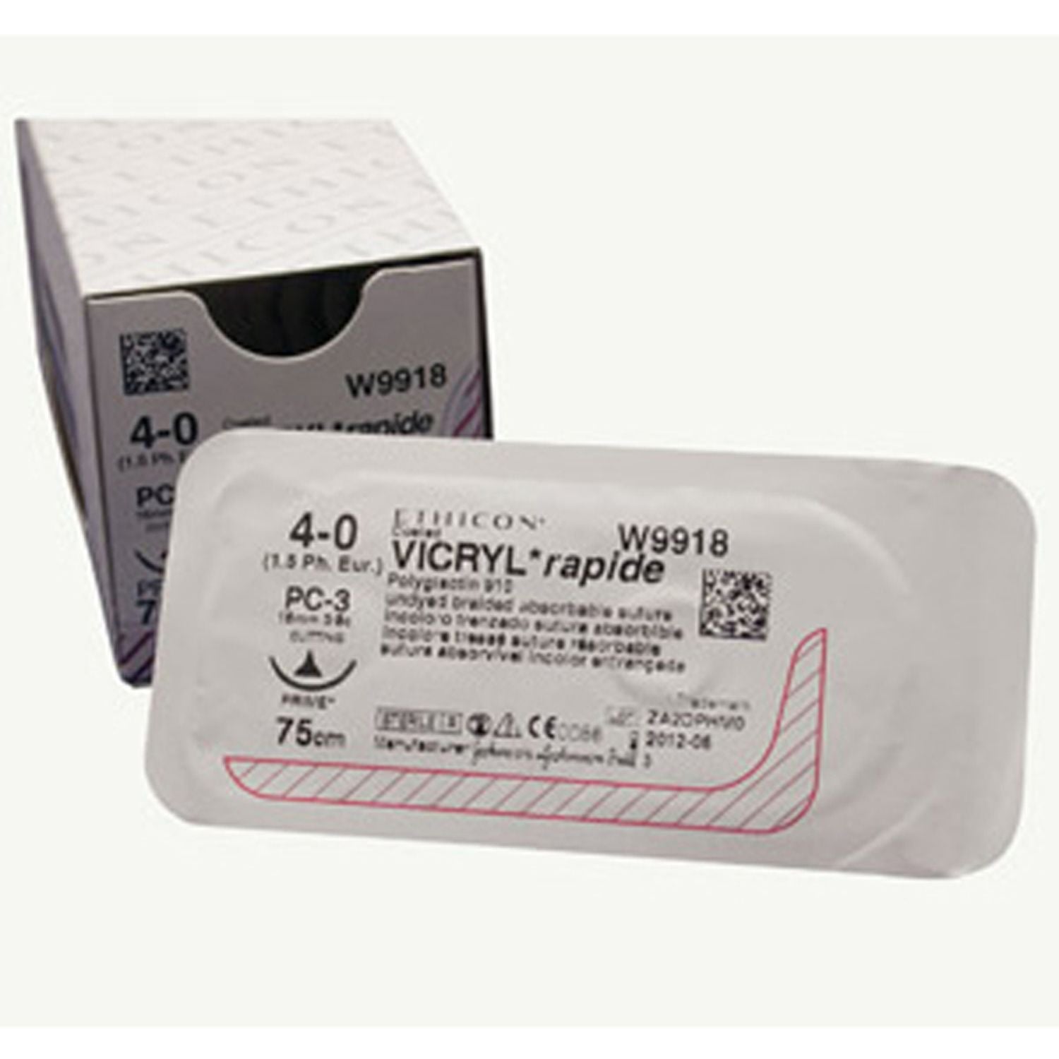 Ethicon Coated Vicryl Suture | Absorbable | Violet | Size: 4-0 | Length: 75cm | Needle: SH-2 | Pack of 12 (1)