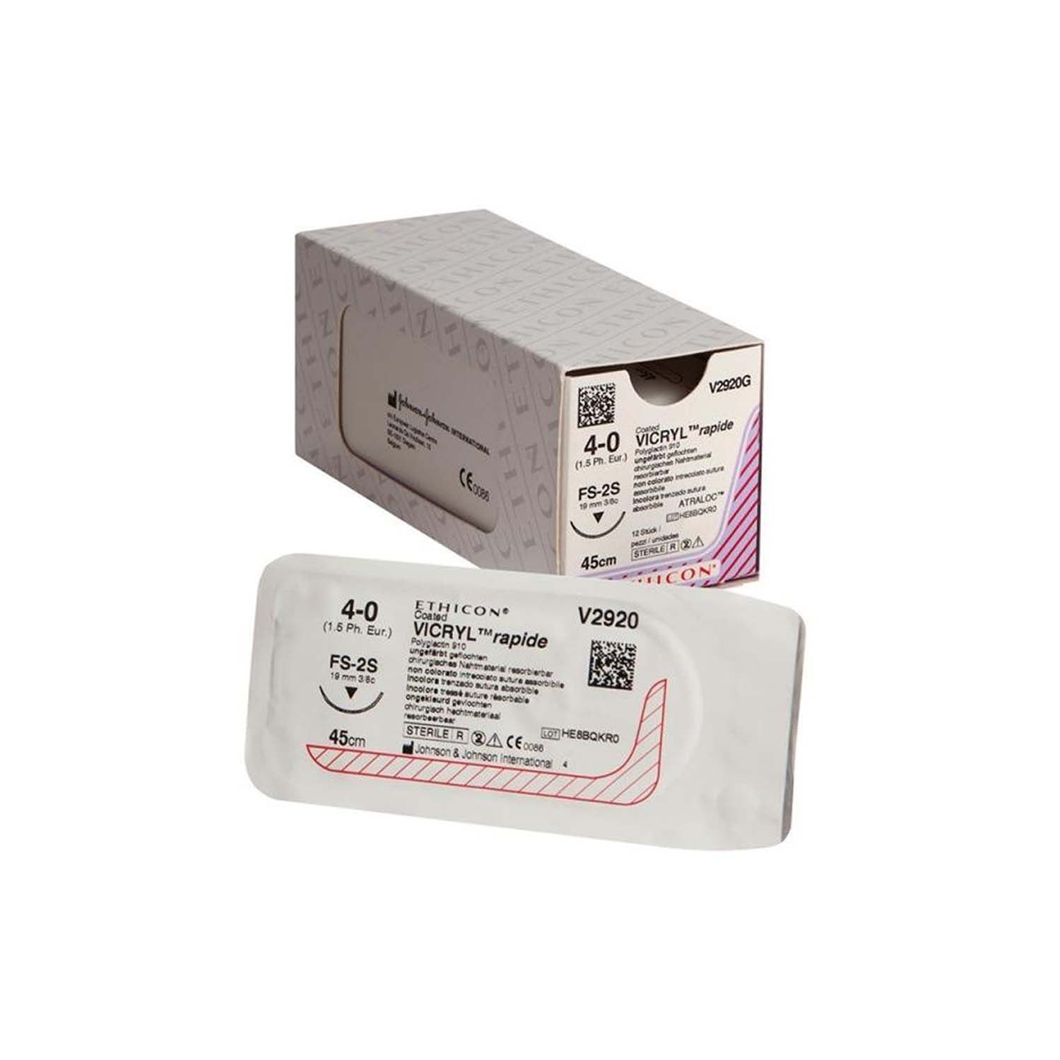 Ethicon Vicryl Rapide Suture | Absorbable | Undyed | Size: 3-0 | Length: 75cm | Needle: FS-2 | Pack of 12 (1)